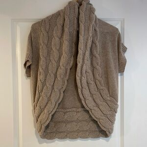 Theory Taupe Baako Haven Cable Knit Shrug Cardigan